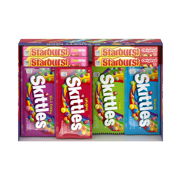 Starburst And Skittles Chewy Candy Variety Box Net Wt 62 79oz 30 Count Kams Distribution Inc